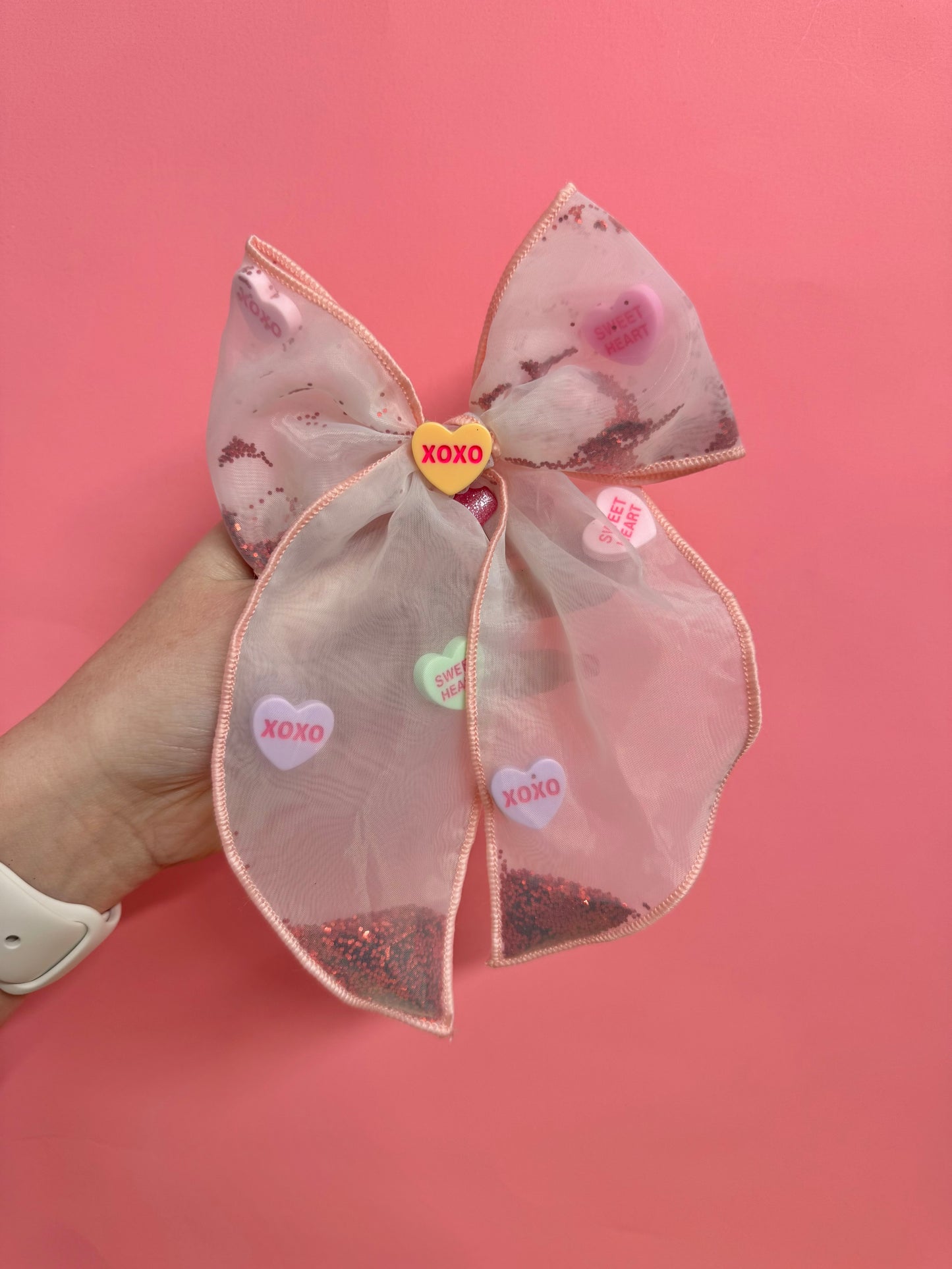 CONVERSATION HEART BOW (PINK)