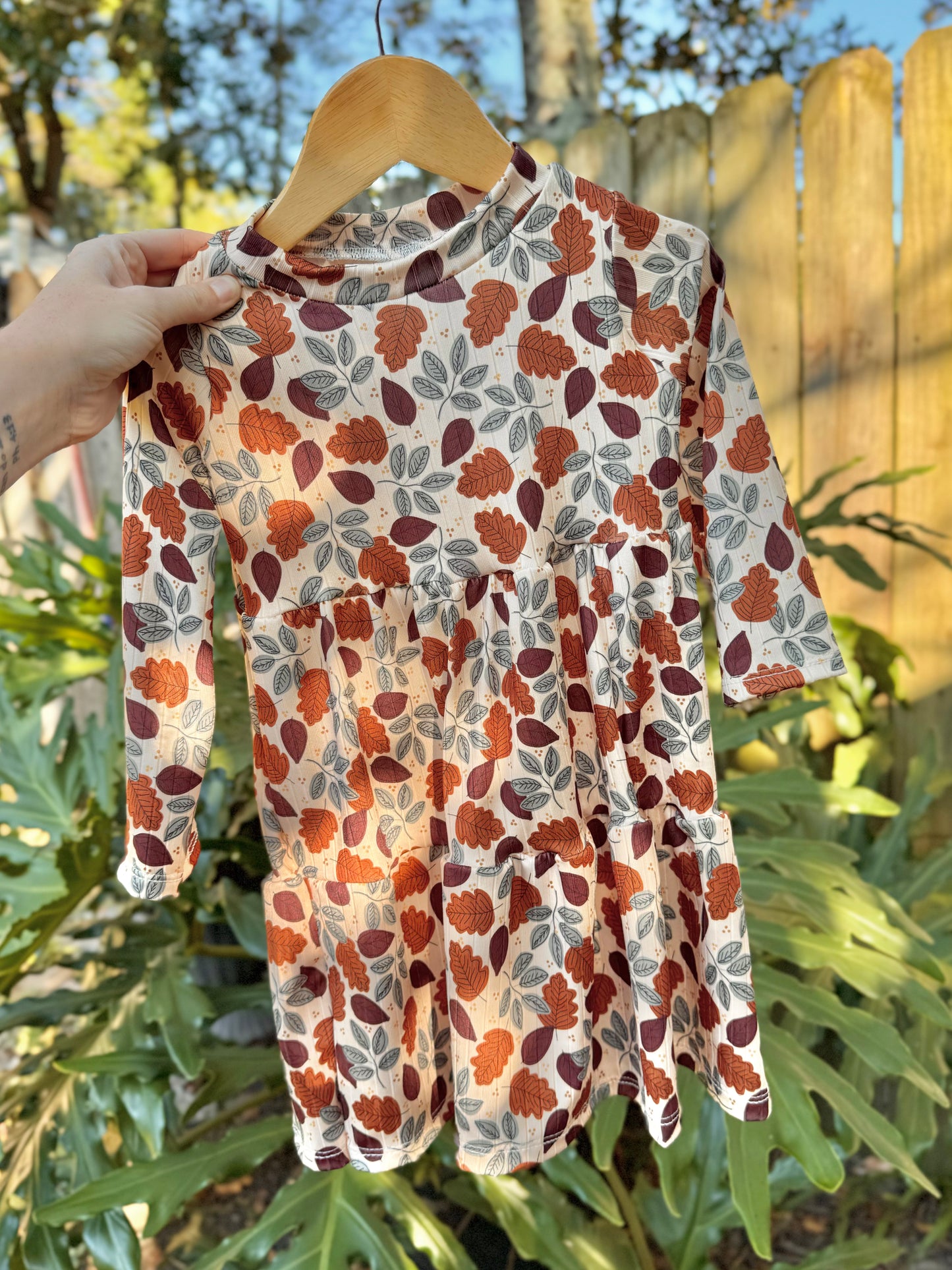 FALL LEAVES TIERED DRESS
