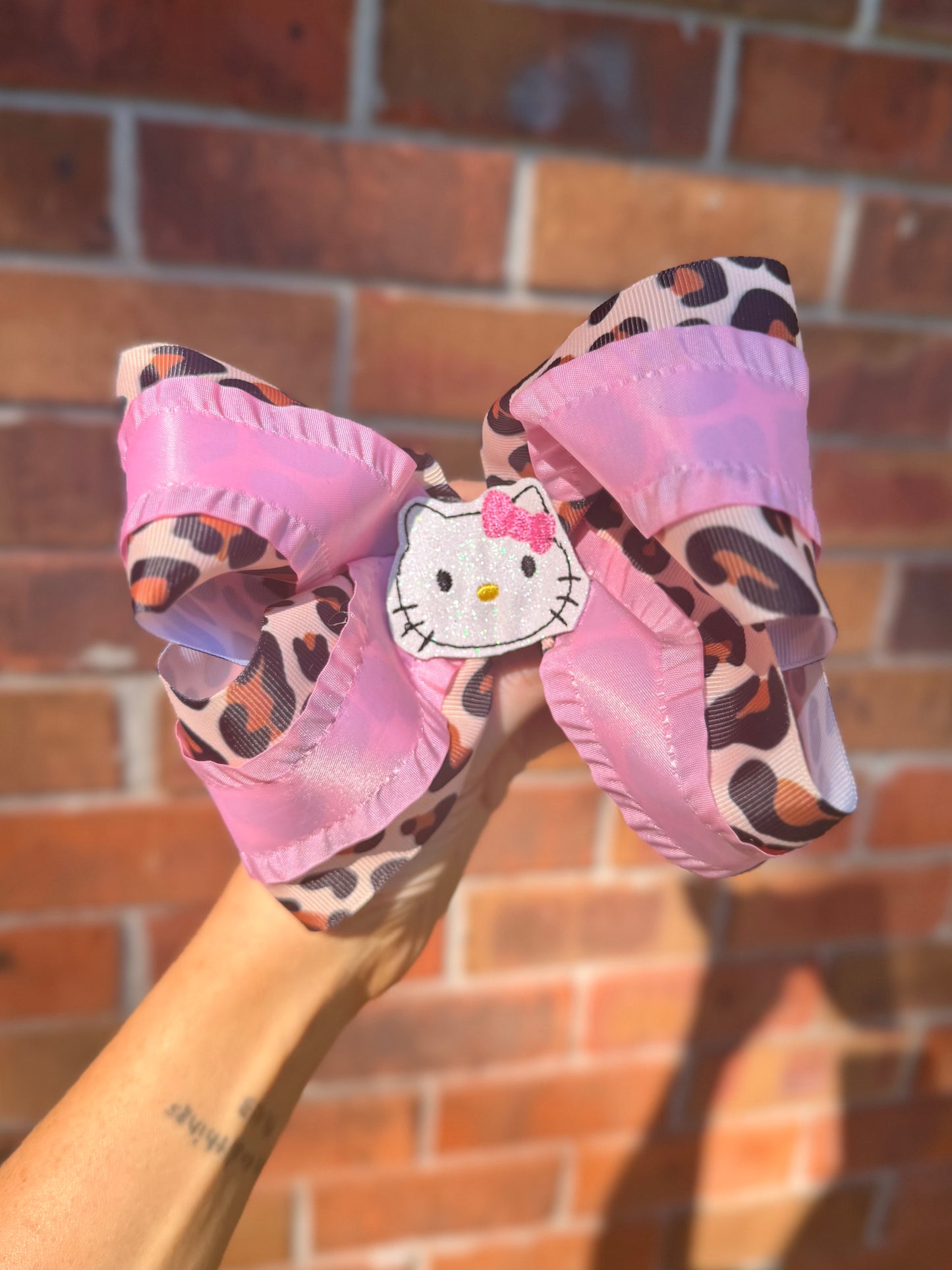 CHEETAH KITTY RIBBON BOW