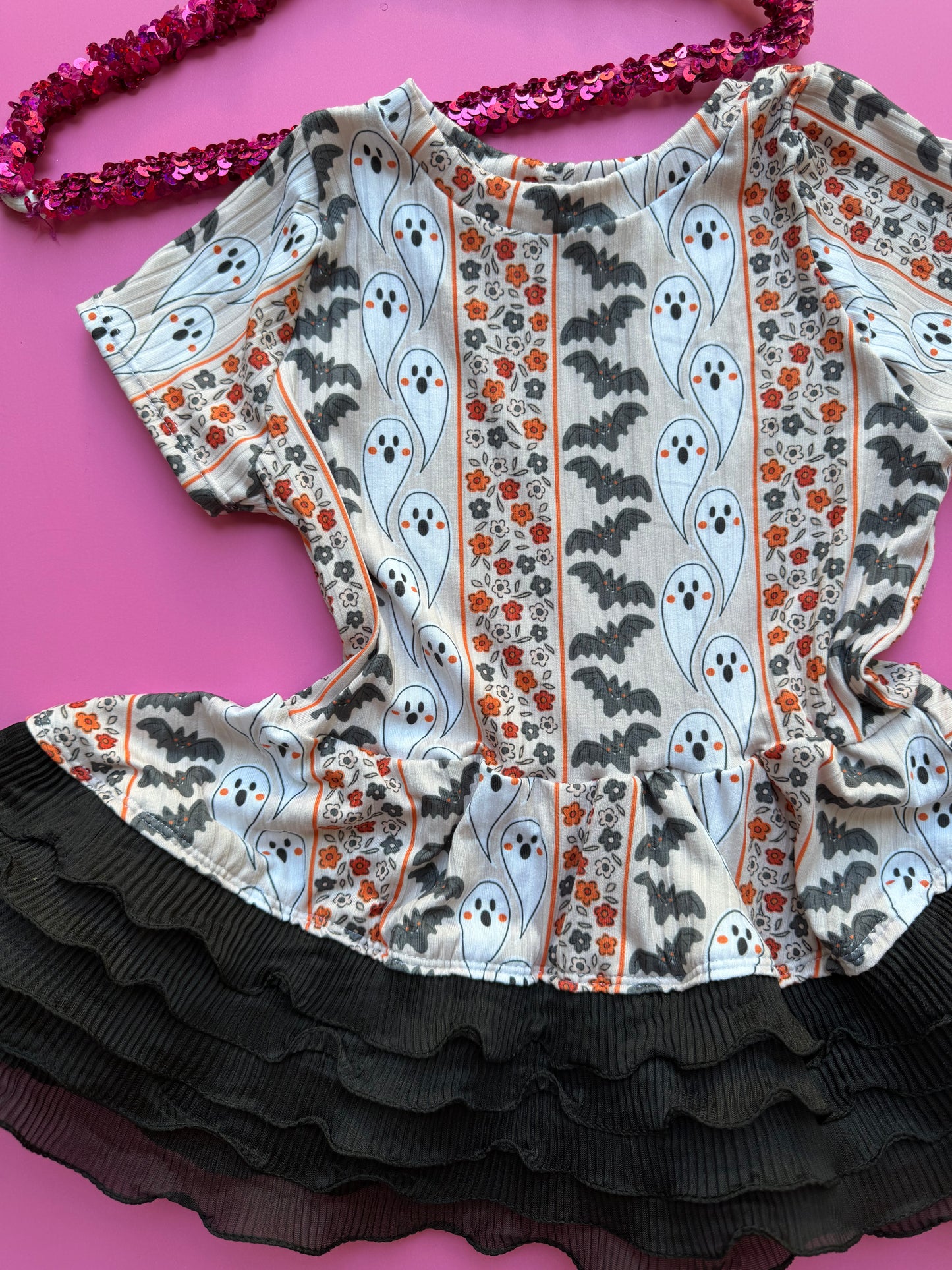 GHOSTS RUFFLE PEPLUM 7/8Y