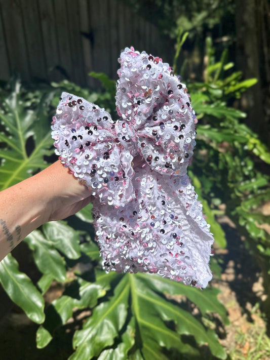 PINKxWHITE SEQUIN BOW