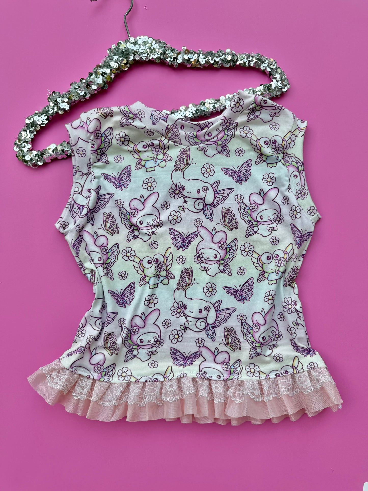 KITTY RUFFLE TOP 5/6Y
