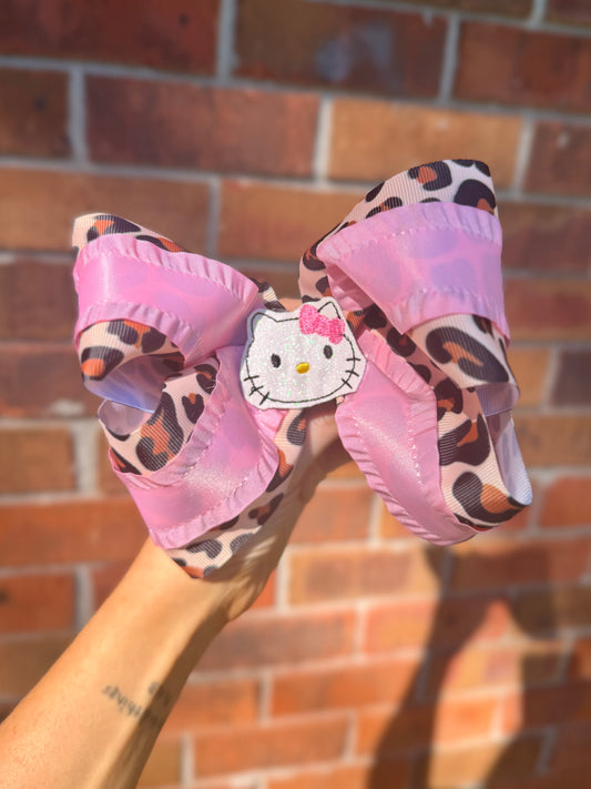 CHEETAH KITTY RIBBON BOW