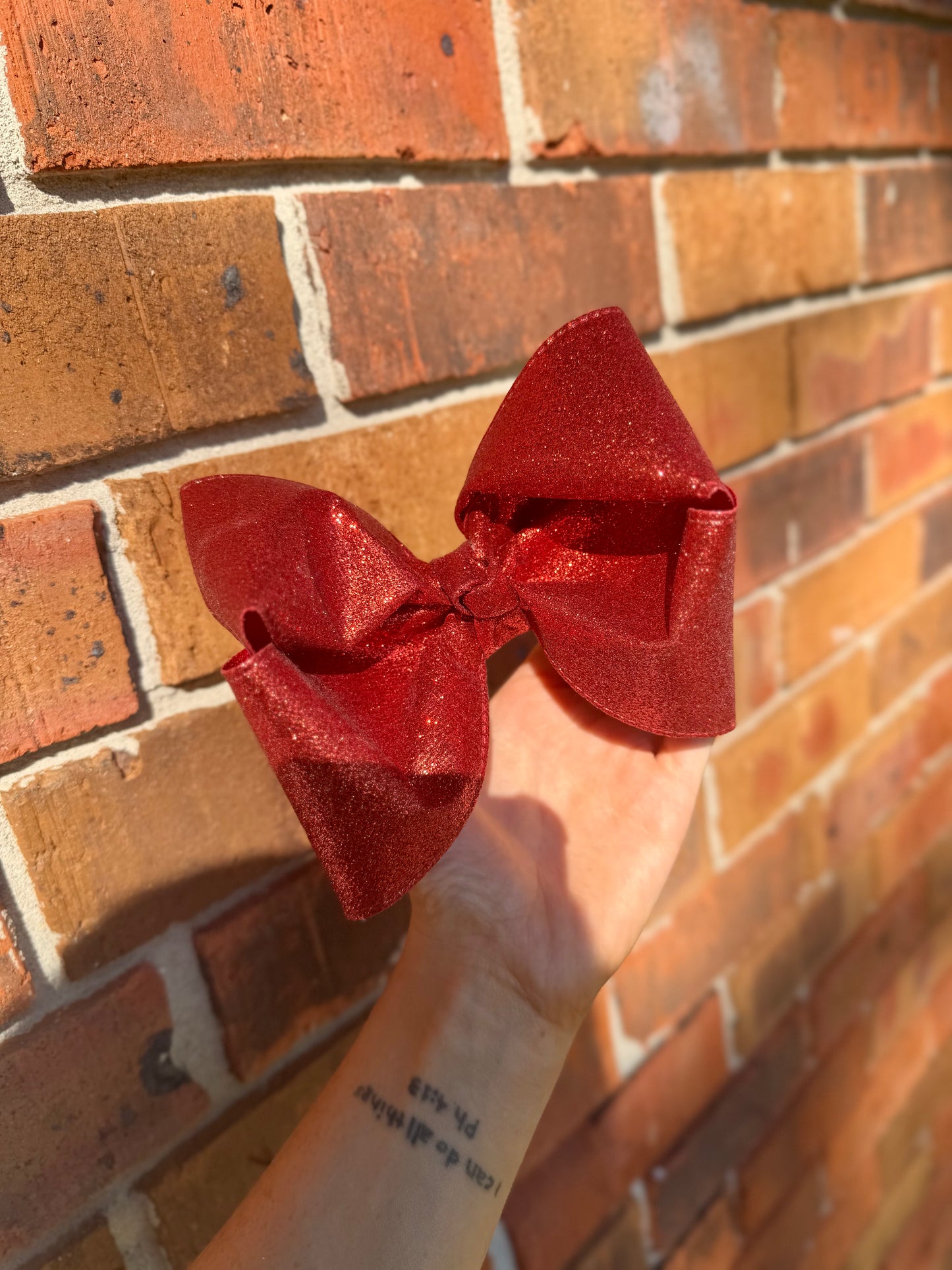 RED GLITTER RIBBON BOW